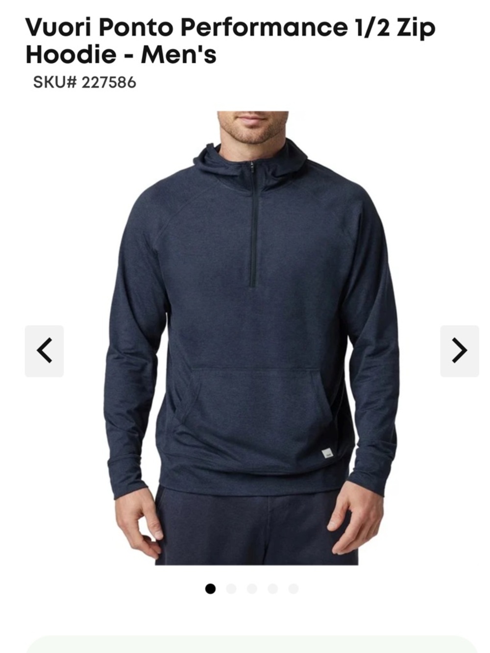 Vuori Ponto Performance 1/2 Zip
Hoodie - Men's
